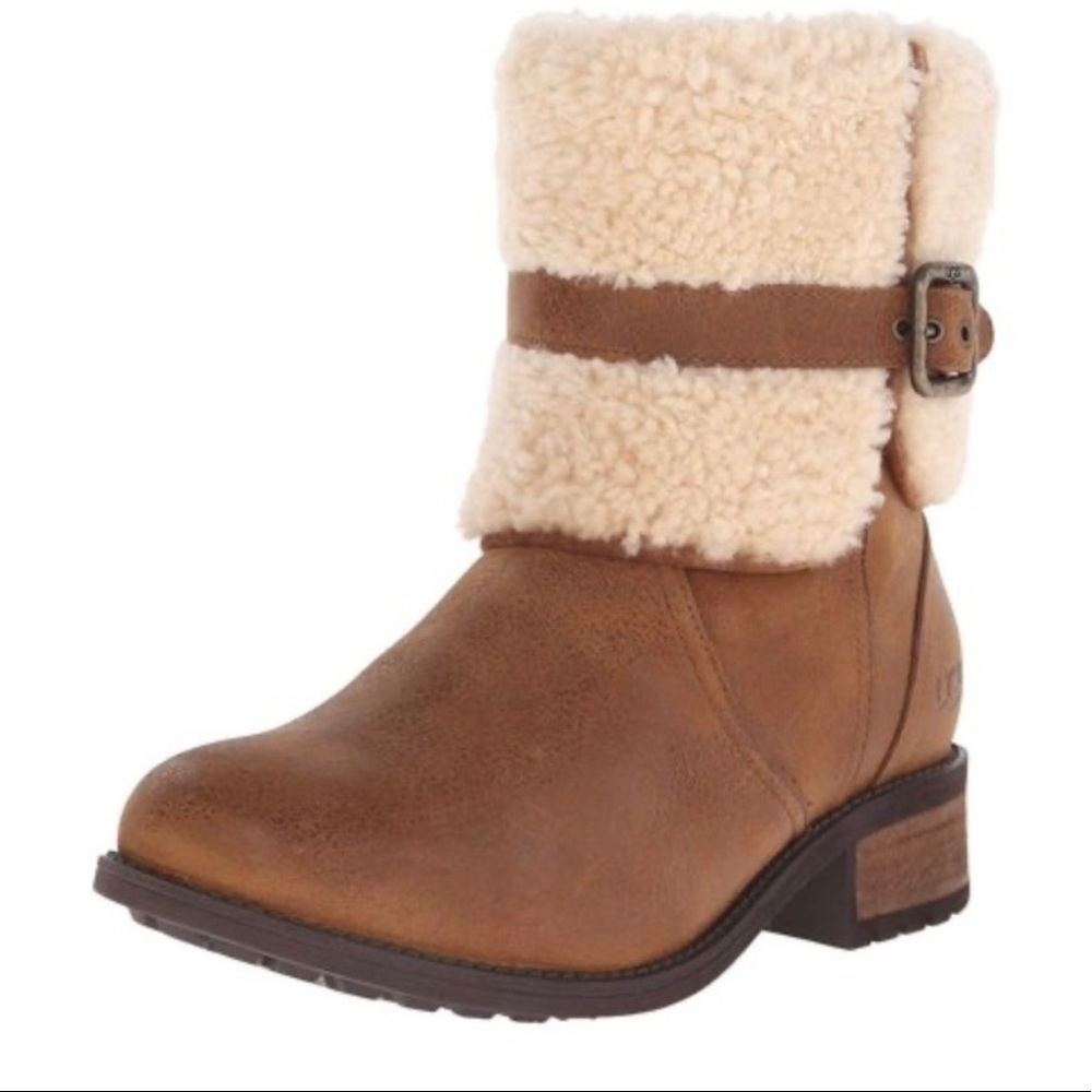 Ugg Brayle Brown Leather Boots 9 NWTS